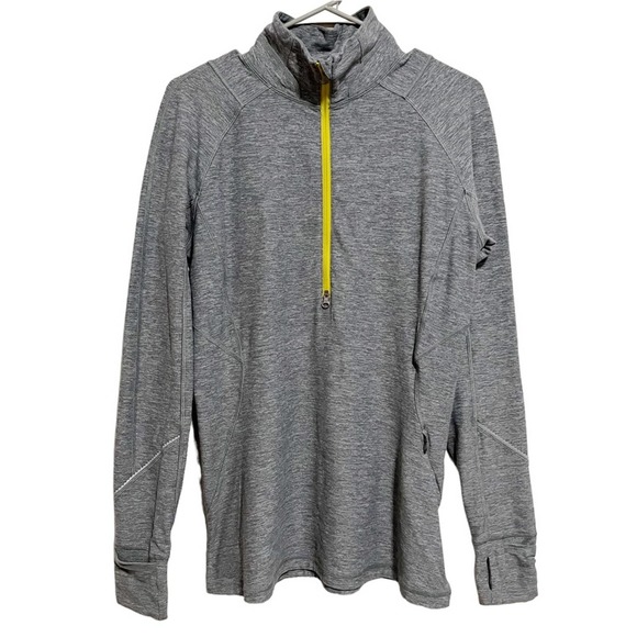 Lululemon Race Your Pace 1/2 Zip Pullover Top 12 Grey Neon Yellow Long Sleeves - Picture 1 of 6